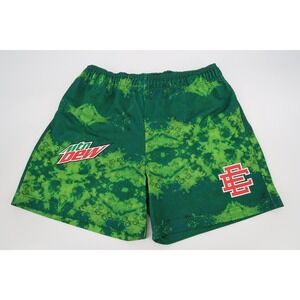 Eric Emanuel x Mountain Dew Mens XL Green Mesh Basic Shorts‎